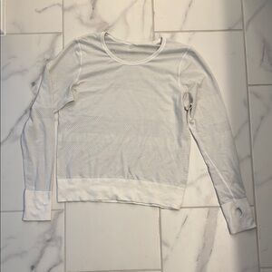 Lululemon Athletic White Mesh Long Sleeve Top